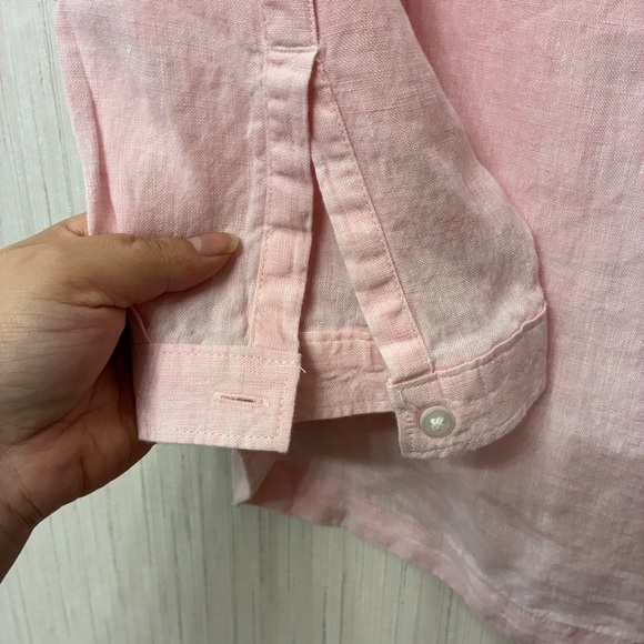 L.L. Bean Women's Coastal Washable Linen Shirt, Splitneck Baby Pink L - Picture 5 of 7